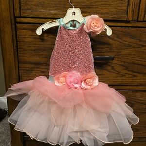 Weissman Pink Sequin Tutu with Floral Details